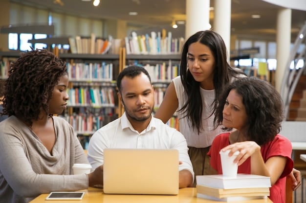 Collaborative Study Session in a Library